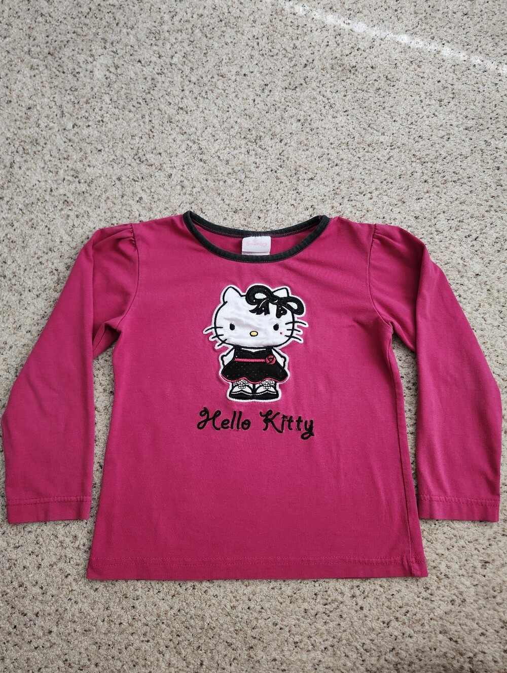 Hello Kitty Girls Long Sleeve Tee Pink with Black Trim